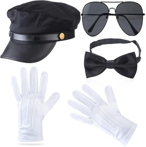 Beefunny Chauffeur Costume Limo Taxi Driver Hat Gloves Set - Picture 1 of 14