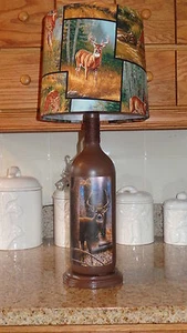 Folk Art/By the Artist Lamp/Deer Shade/Rustic/Country/Cabin Decor - Picture 1 of 5