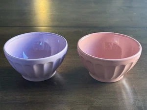 Anthropologie BISCUIT 5 1/2" Latte Bowls Pink - Lavender Portugal Soup Cereal - Picture 1 of 16
