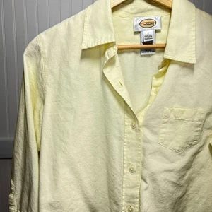 Camisa Talbots Vintage Pastel 100% Algodón Amarillo Manga 3/4 Cuello Abotonada - Imagen 1 de 9