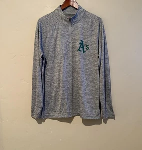 Oakland Athletics Shirt Herren Large grau MLB Baseball Quarter Zip Pullover A's - Bild 1 von 11