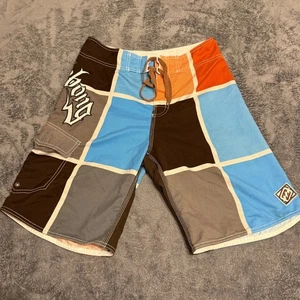 Billabong Boardshorts Herren Größe 30 Color Block blau orange braun RAR Vintage - Bild 1 von 8