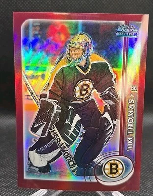 2002-03 Topps Chrome Tim Thomas Rookie Refractor Card #162 RC Boston Bruins REF - Image 1 of 4