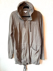 Standard James Perse Women's Cotton Zip Up Hooded Utility Jacket Taupe Size 4 - Picture 1 of 12