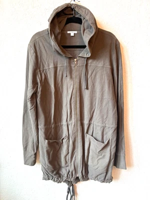 Chaqueta utilitaria estándar James Perse para mujer de algodón con cremallera y capucha color topo talla 4 Foto 1 de 4