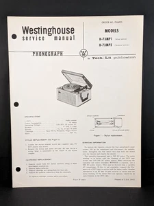 Westinghouse Phonograph Service Manual Model H-73MP1 Chassis Portable 4 Pg - Picture 1 of 2