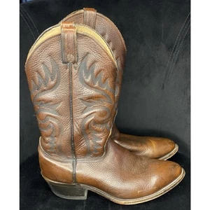 ABILENE Men’s Brown Cowhide Cowboy Boots Size 9.5 EE Leather Made In USA - Picture 1 of 8