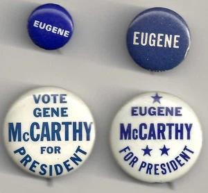 Eugene McCarthy (4) Pins Political Buttons EUGENE McCARTHY FOR PRESIDENT! - Picture 1 of 2