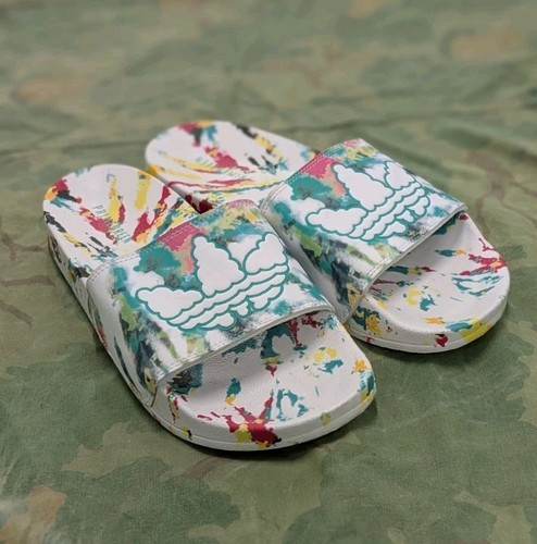 Rarissime diapositive Adidas Adilite Tie Dye mai indossate senza scatola uomo taglia 12 GX5376