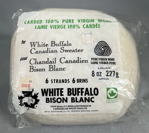 White Buffalo Yarn Pure Virgin Wool Carded 6 Strands 8 oz White Canadian Sweater - Picture 1 of 13