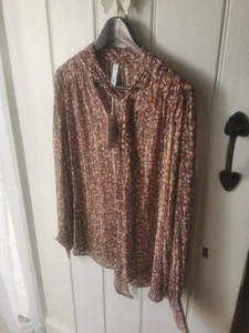 Mango MNG Women's Linen Long Sleeve Shirt Collared, UK Size L. Floral. New. - Picture 1 of 8
