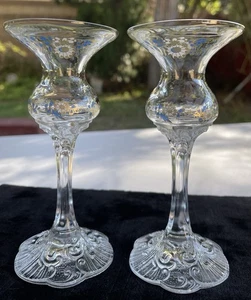 ROSENTHAL Germany Classic Rose enamel flower glass candle holder candle sticks - Picture 1 of 16