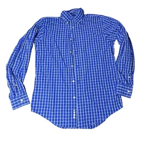 Lands' End kariertes Button-Down-Hemd klassische Passform Langarm blau Small - Bild 1 von 5