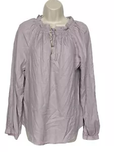 A New Day Womens Tunic Top Size Small Purple Scrunched Tie Neck Long Sleeve Work - Picture 1 of 6