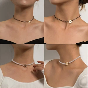 Moda Collar Negro Cristal Vidrio Lujo Cadena de Cuentas Lariat Joyería - Imagen 1 de 15