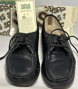 SAS Comfort Siesta Black Leather Slip-On Loafer Shoes Women's USA Size 11N - Picture 1 of 7