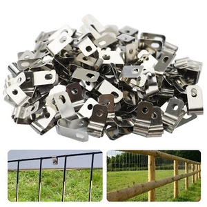 100 Pcs Stainless Steel Wire Fence Clips for 12-16 Gauge - Picture 1 of 7