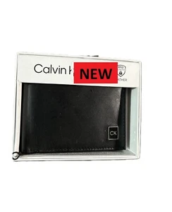 CARTERA DE CUERO CALVIN KLEIN NEGRA DOBLE PLIEGUE 31KA220032 PARA HOMBRE NUEVA ENVÍO REINO UNIDO - Imagen 1 de 4