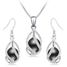 Natural Freshwater Pearl Jewelry Set - 925 Sterling Silver Earrings & Pendant