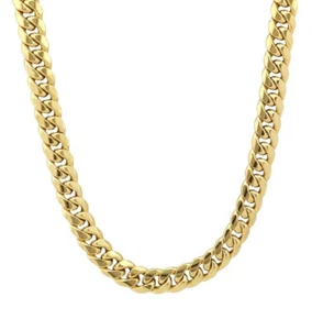 Real 14K Yellow Gold Chain Necklace 24" Royal Miami Cuban Link 7mm Mens 14K SALE - Picture 1 of 8