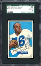 1952 Bowman Small #104 Buddy Young SGC 88 NM/MT High number Dallas Texans