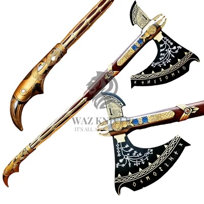 Handmade Kratos Axe Leviathan Axe from God Of War Fully Upgraded level 7 Axe - Image 1 of 4