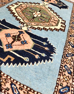 2'4"x3'7" ANTIQUE HAND KNOTTED CAUCASIAN KAZAK ARDEBILi TRIBAL WOOL BLUE RUG - Image 1 of 4