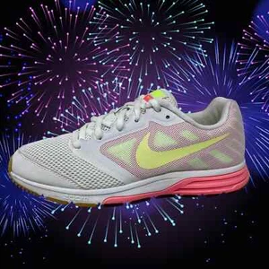 Nike Zoom Fly Run Shoes Womens Sz 8 White Pink Yellow 1.0.4.7:I.3.4 - Picture 1 of 10