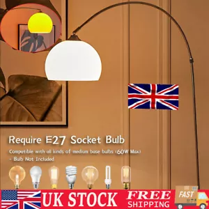 Tall Domed Lampshade Floor Lamp Standard Free Standing LivingRoom Marble Base UK - Picture 1 of 63