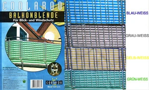 Coolaroo Balkonblende Windschutz Balkonumspannung 0,9x 5 m grau weiß gestreift - Bild 1 von 1