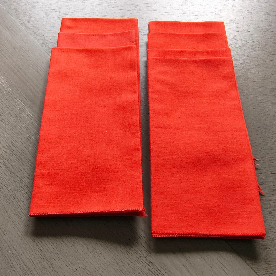VTG Handmade Cloth Dinner Napkin Solid Red Set of 8 Cotton 17x17 Lightweight - Image 1 of 4