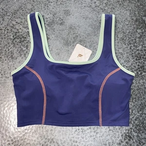Sujetador deportivo Fabletics Catalina Midi impacto medio azul verde ribete nuevo con etiquetas - Imagen 1 de 8
