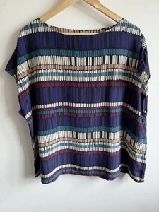 BNWT Hobbs London Luiza Silk Blue Patterned Blouse Top UK18 RRP £89 - Picture 1 of 6