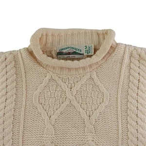 Aran Crafts Herren M Merinowolle Irish Fisherman Zopfmuster Pullover Creme - Bild 1 von 8