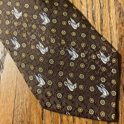 Vintage EUC Leonard Studio Swans Silk Tie Designer Men’s Necktie Made In Italy - Image 1 of 4
