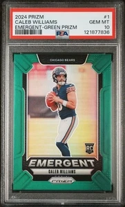 2024 Panini Prizm Caleb Williams Emergent Green Prizm #1 PSA 10 GEM MINT Rookie - Picture 1 of 3
