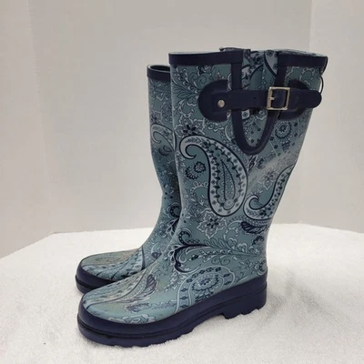 Western Chief Paisley Plains Botas de Lluvia Azul Marino Mujer Talla 6 Foto 1 de 4