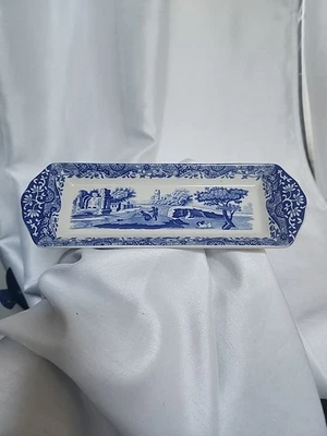 Spode Italian Small Serving Tray, Porcelain, 9 Inch - Blue White toile England  - Image 1 of 4