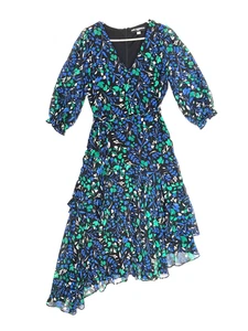 Vestido Karl Lagerfeld Paris Asimétrico de Gasa Talla 8 Floral Oscuro Fairycore - Imagen 1 de 16