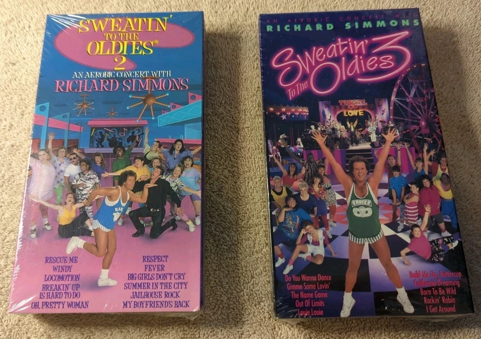 Vintage Richard Simmons Sweating Sweatin To The Oldies 2 3 VHS Tapes NEW Sealed - Image 1 of 4