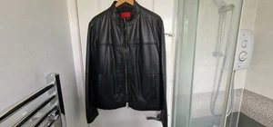 Hugo Boss Black Leather Jacket Size M - Picture 1 of 15