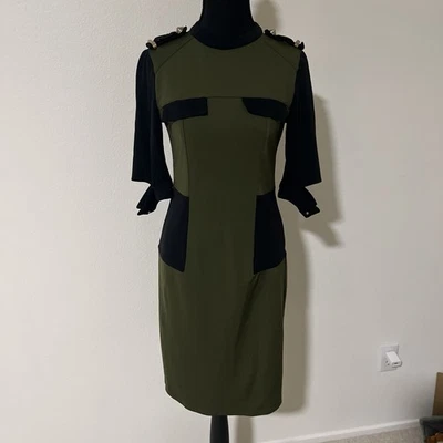 Vestido de noite Victoria By Victoria Beckham manga 1/2 costas zíper completo verde tamanho 6 - Imagem 1 de 4