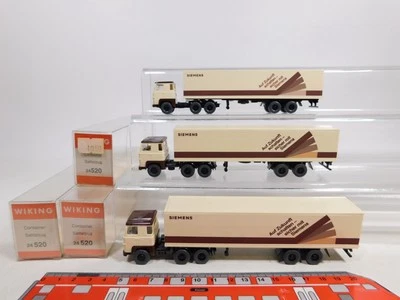 3x wiking H0 1:87 24 520 Semirimorchio Del Contenitore Scania Siemens Mint + - Immagine 1 di 4