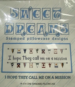 I Hope They Call Me On A Mission gestempelt Kissenbezug LDS Stickerei Spitzenrand - Bild 1 von 5