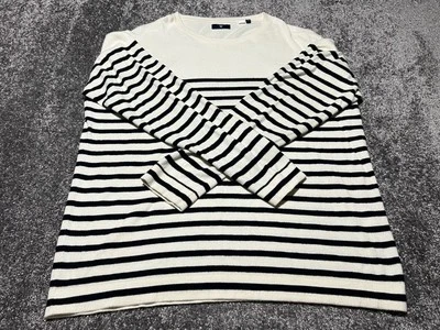 Suéter Gant de algodón con cuello redondo a rayas negro crema para hombre talla XXL Foto 1 de 4