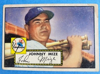 Tarjeta de béisbol 1952 Topps - Johnny Mize #129 New York Yankees Salón de la fama sin pliegues Foto 1 de 2