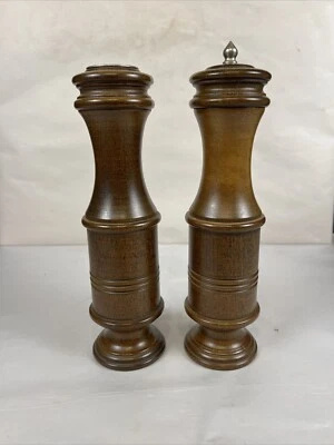Mr. Dudley Midcentury SOLID  Wooden Salt And Pepper Mill 9.25” USA - Image 1 of 4
