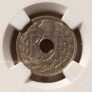 1938 FRANCE COPPER-NICKEL 10 Centimes - NGC MS 62