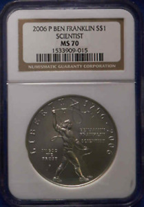 :2006-P S1$ Ben Franklin Scientist Commemorative Silver Dollar NGC MS 70 Top Pop
