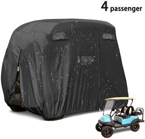 4 Passenger Golf Cart Cover For EZGO Club Car Yamaha Waterproof Enclosure Black
